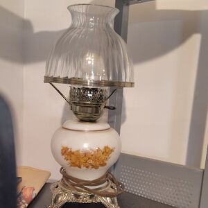 Vintage Floral Glass Table Lamp